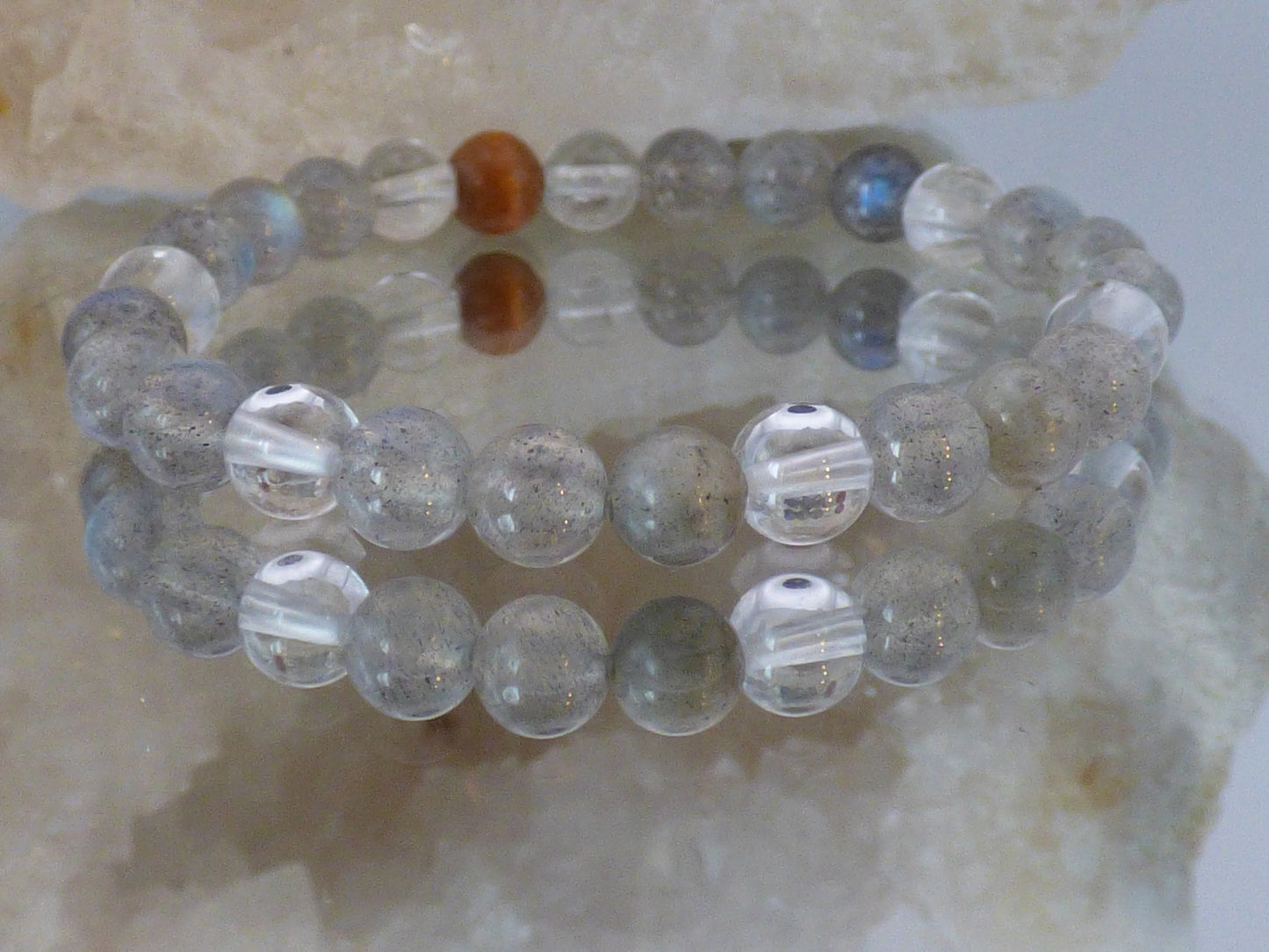 Bracelet garçon en labradorite et cristal de roche