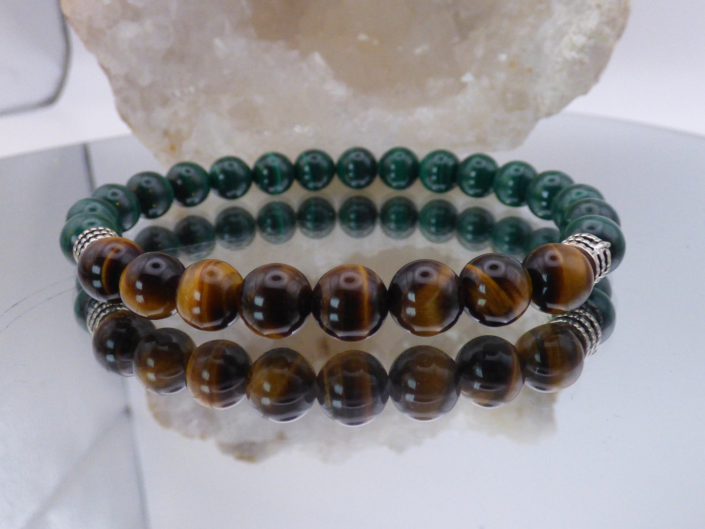 Bracelet en Malachite et œil du tigre