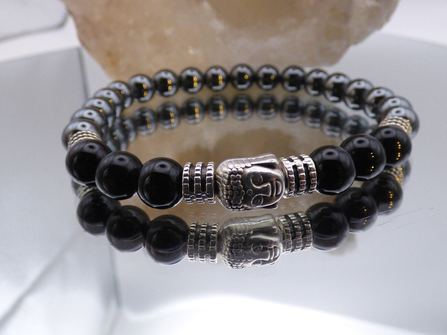 Bracelet en obsidienne et hématite