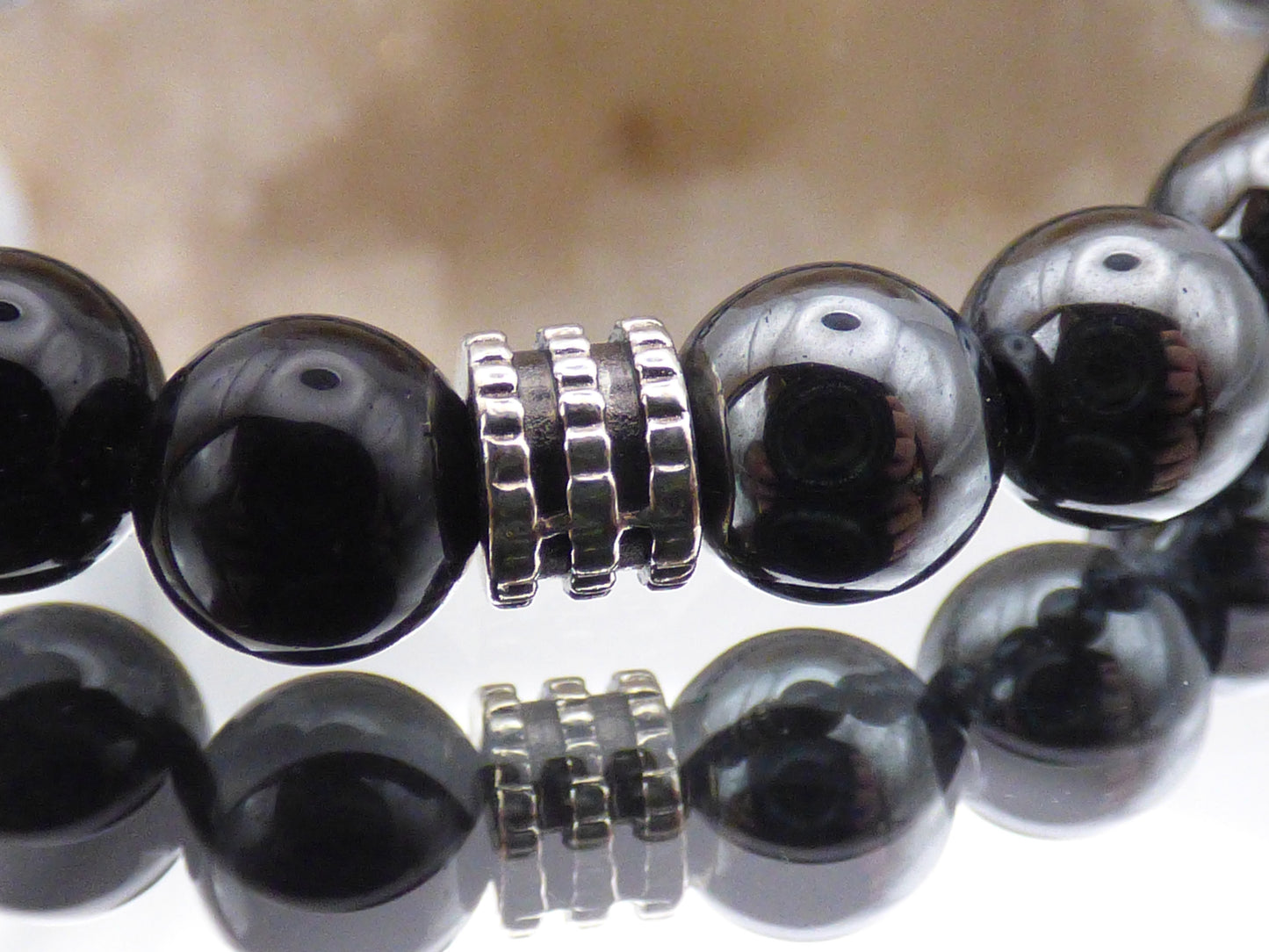 Bracelet en obsidienne et hématite