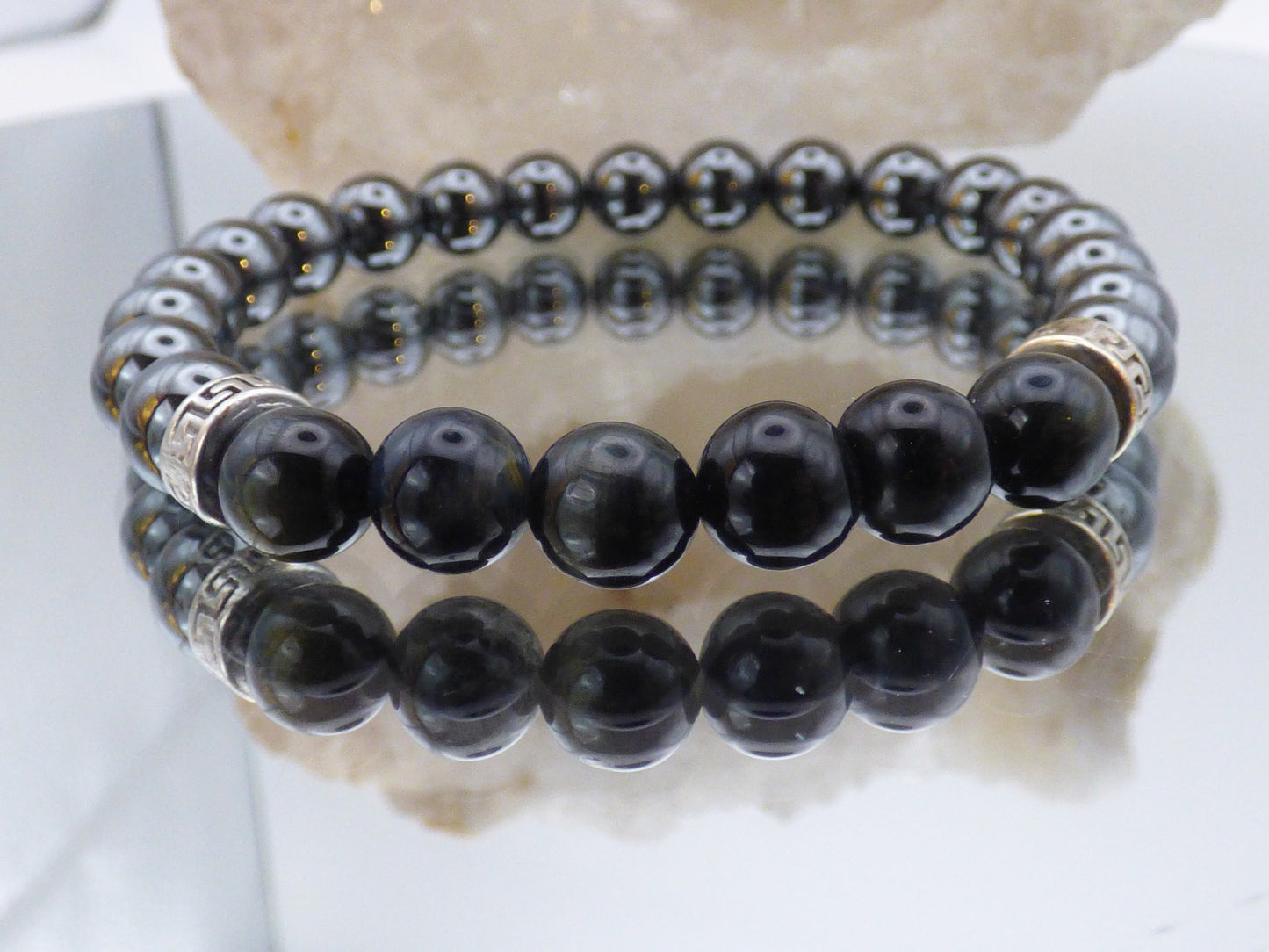 Bracelet homme en hématite et œil du faucon