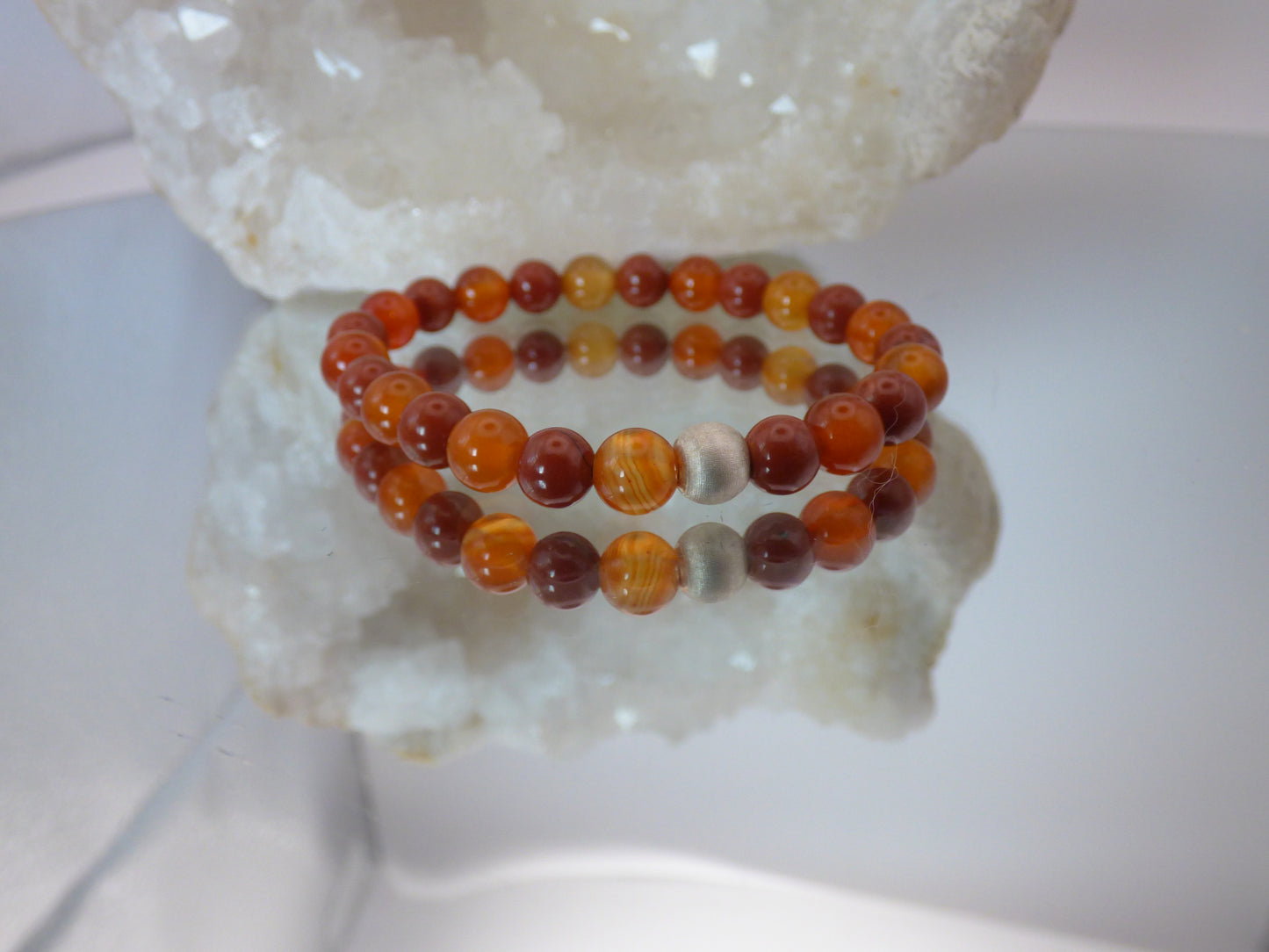 Bracelet fille cornaline orange /Jaspe rouge