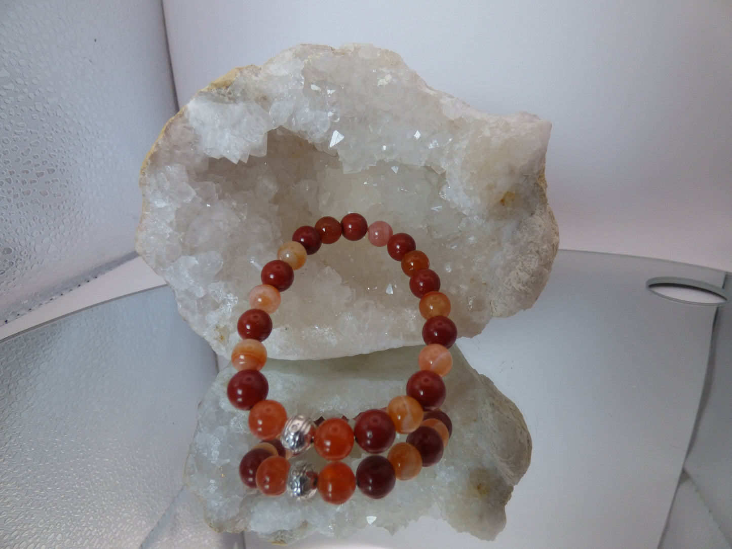 Bracelet femme cornaline orange /Jaspe rouge