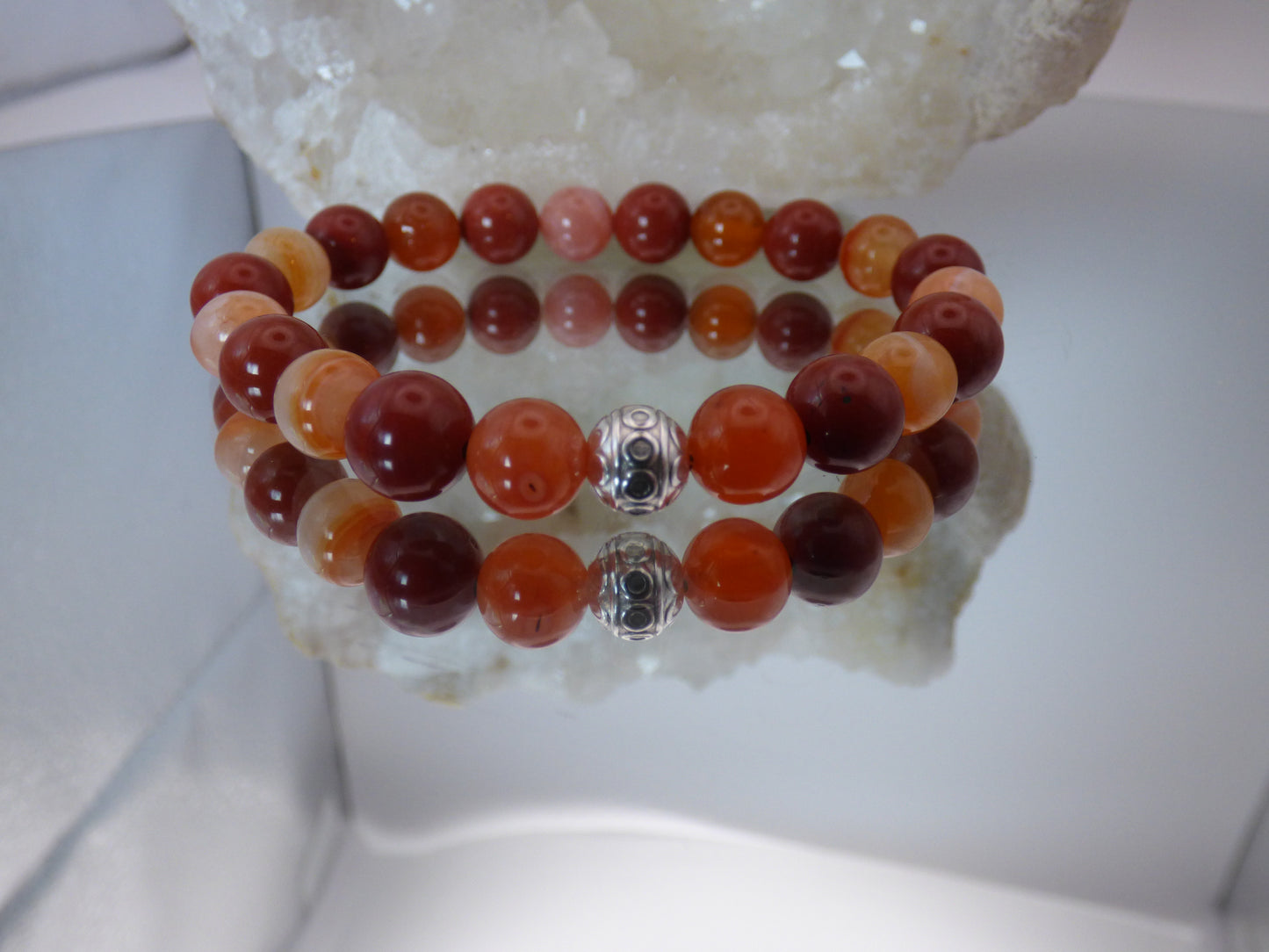 Bracelet femme cornaline orange /Jaspe rouge