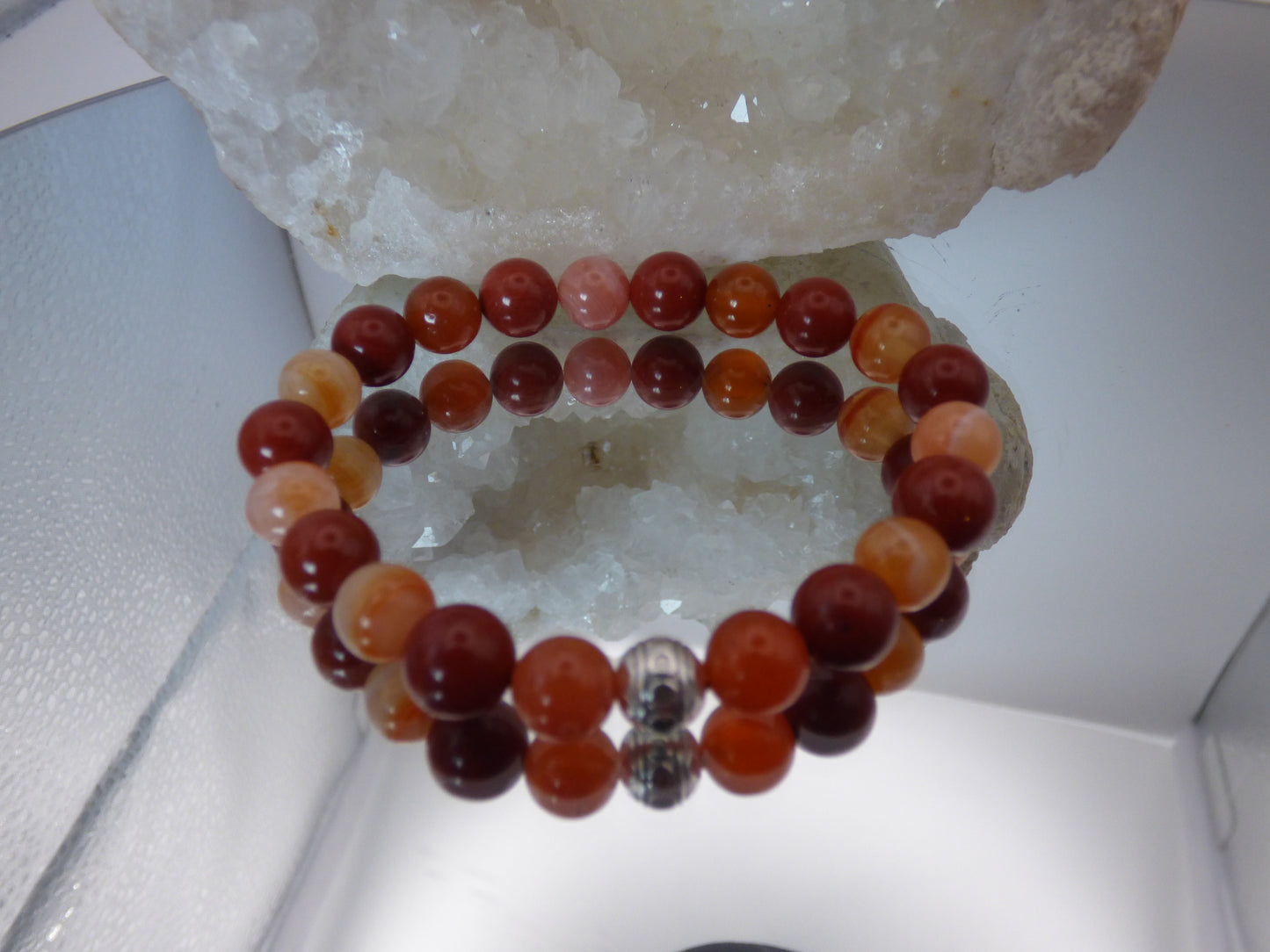 Bracelet femme cornaline orange /Jaspe rouge