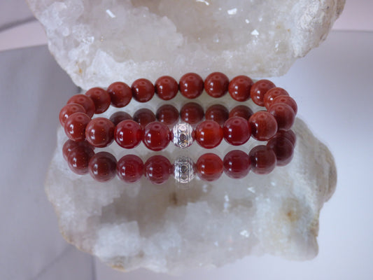 Bracelet femme cornaline rouge /Jaspe rouge