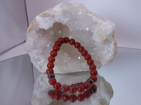 Bracelet homme agate de feu/Jaspe rouge