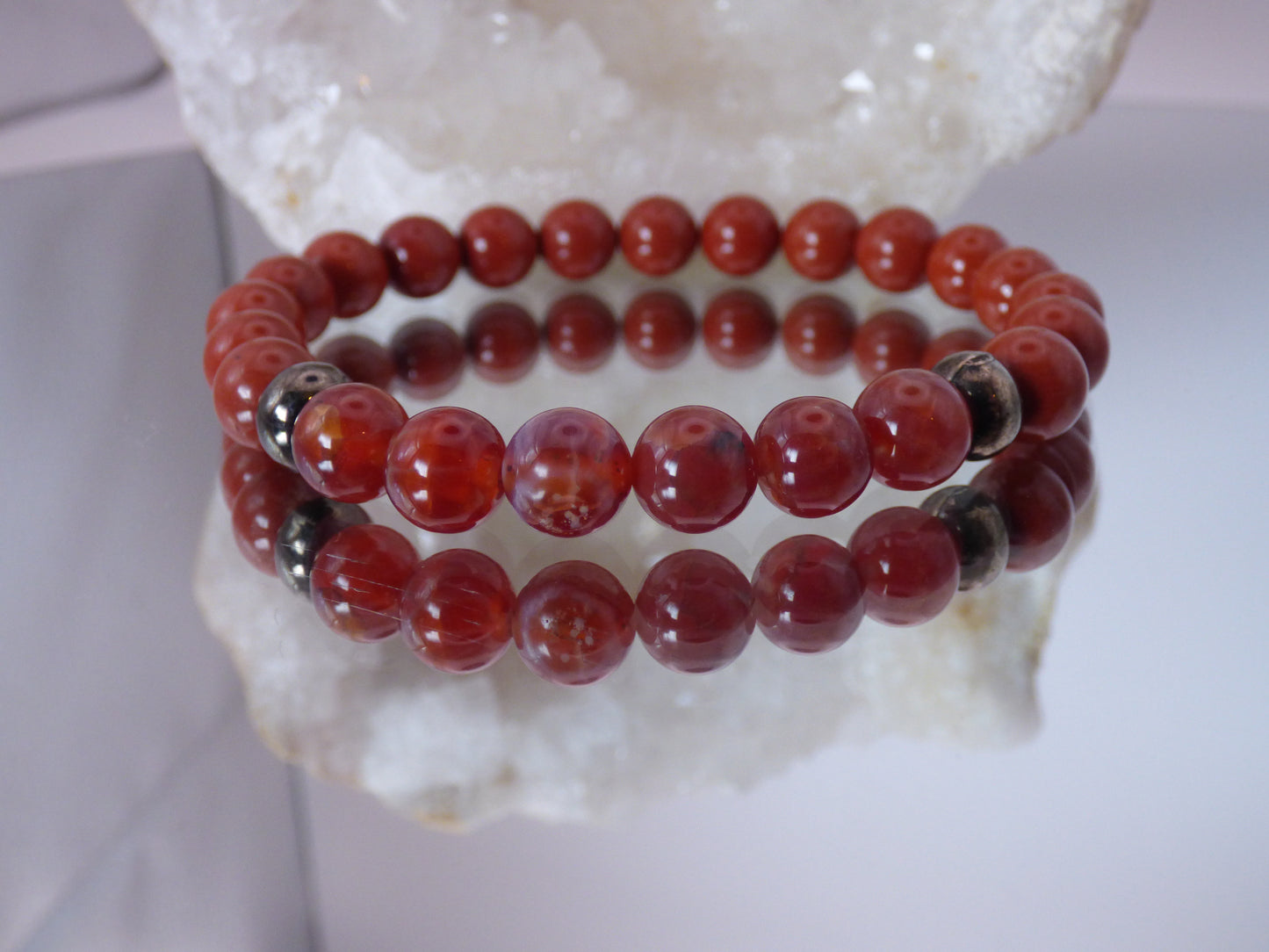 Bracelet homme agate de feu/Jaspe rouge