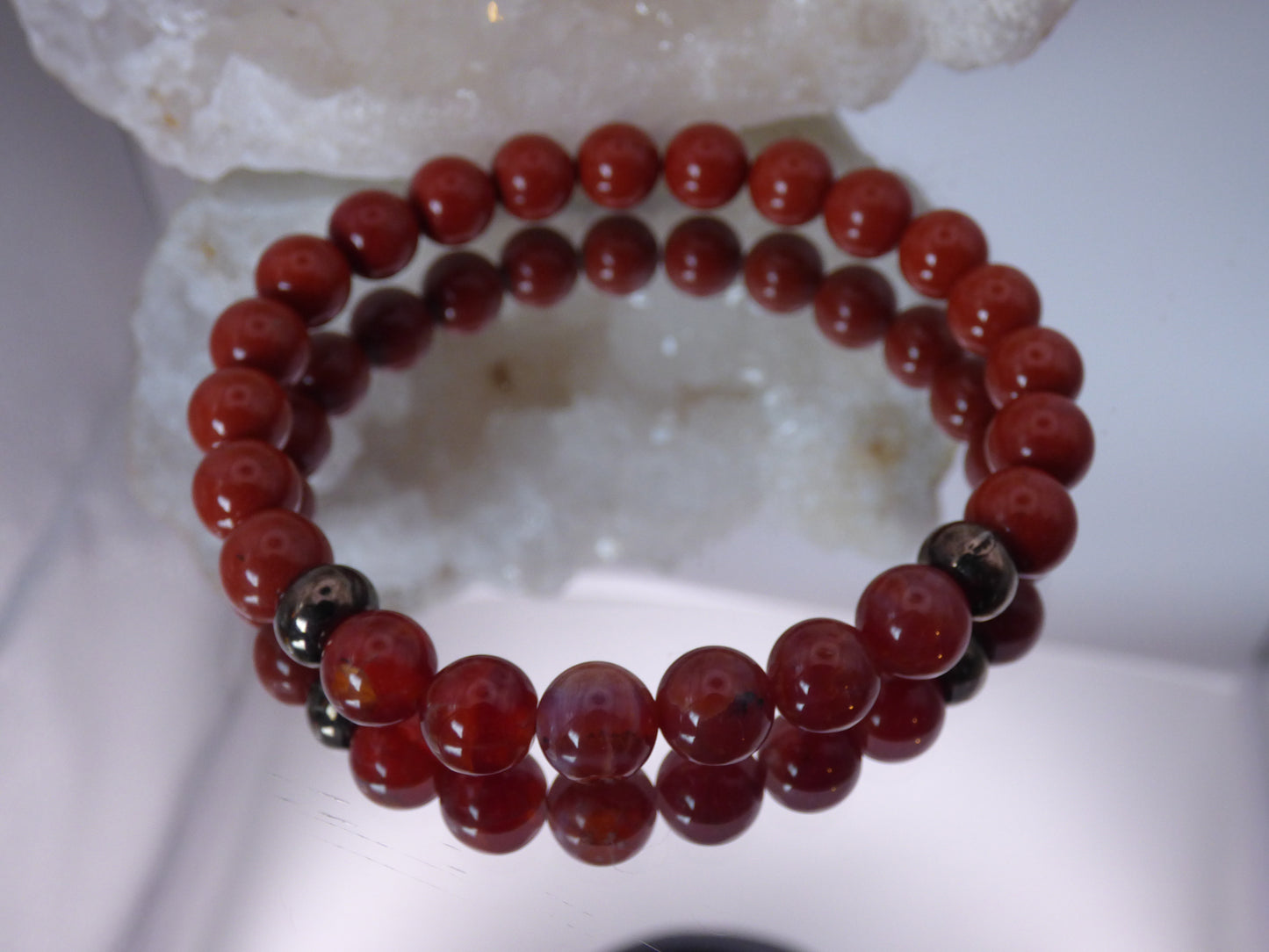 Bracelet homme agate de feu/Jaspe rouge