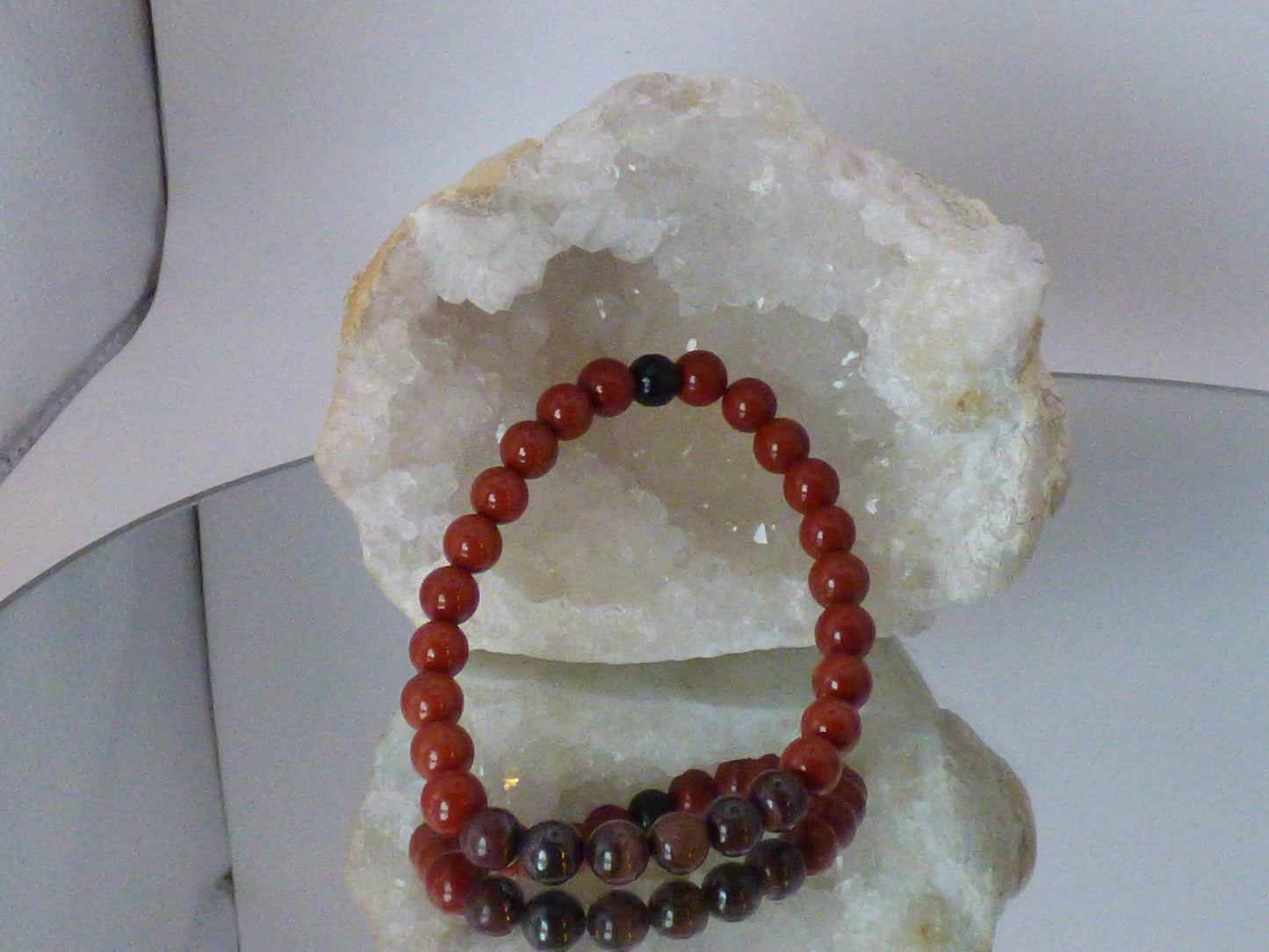 Bracelet homme en jaspe rouge et œil de fer