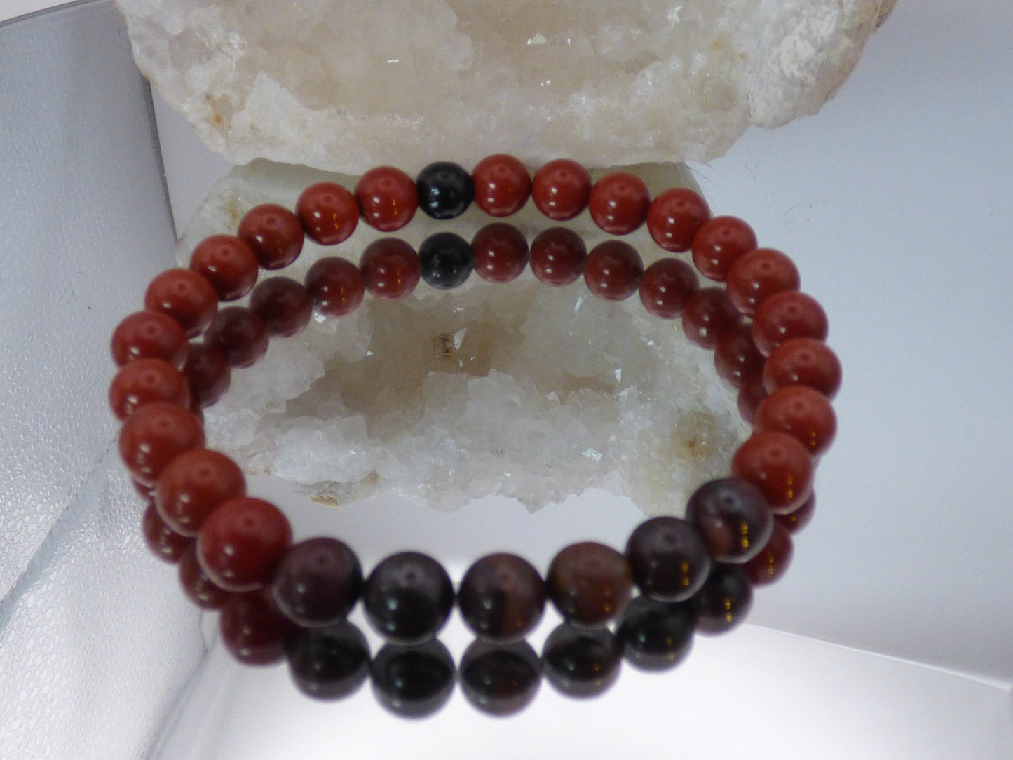 Bracelet homme en jaspe rouge et œil de fer