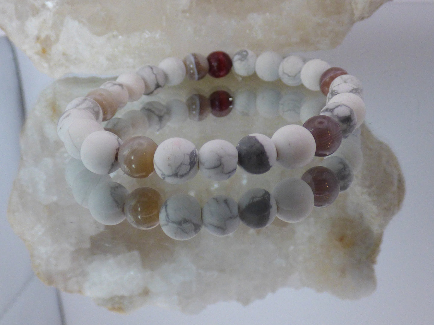 Bracelet en Howlite et agate Botswana