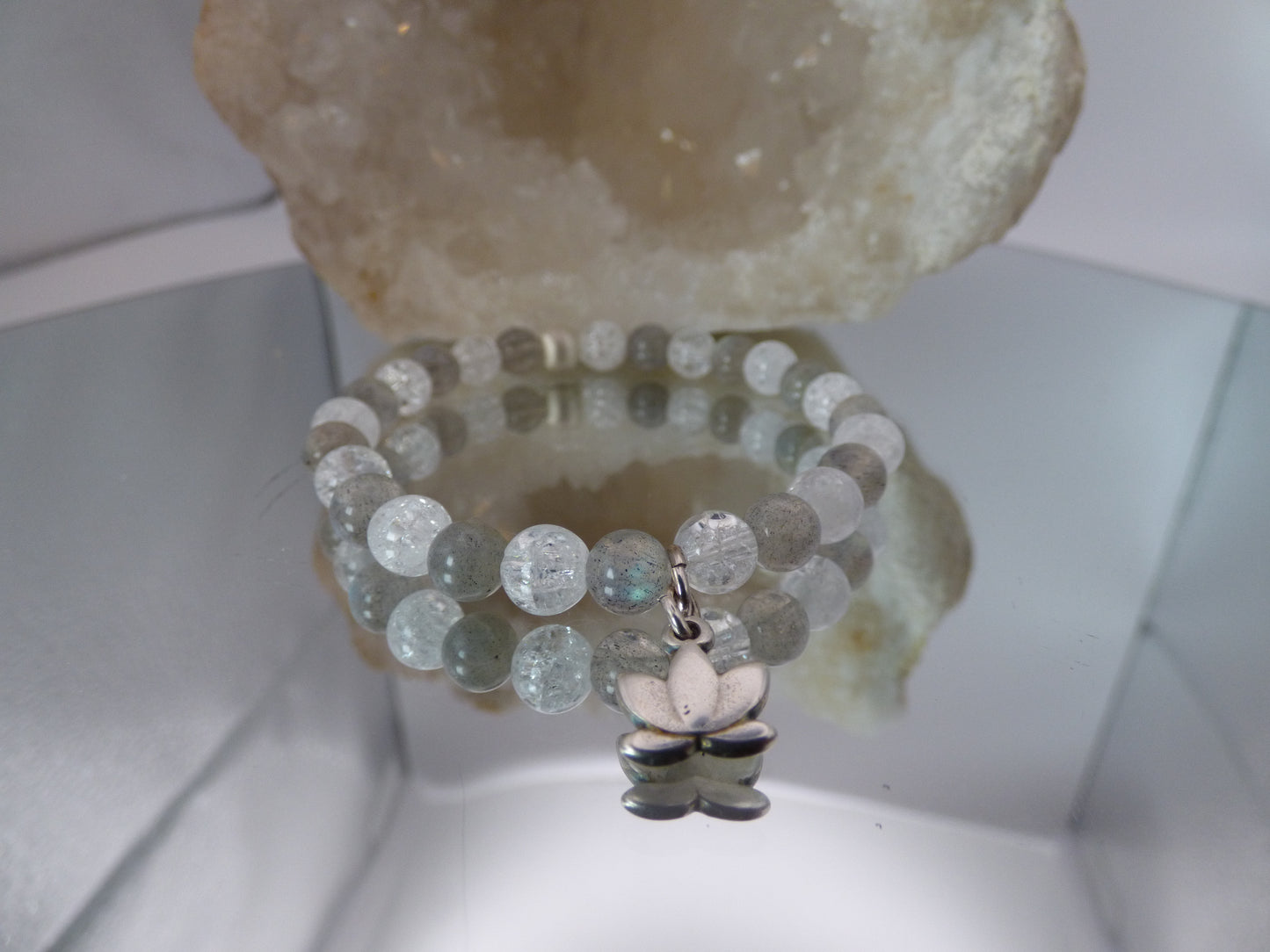 Bracelet fille en labradorite et cristal de roche