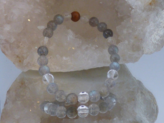 Bracelet garçon en labradorite et cristal de roche