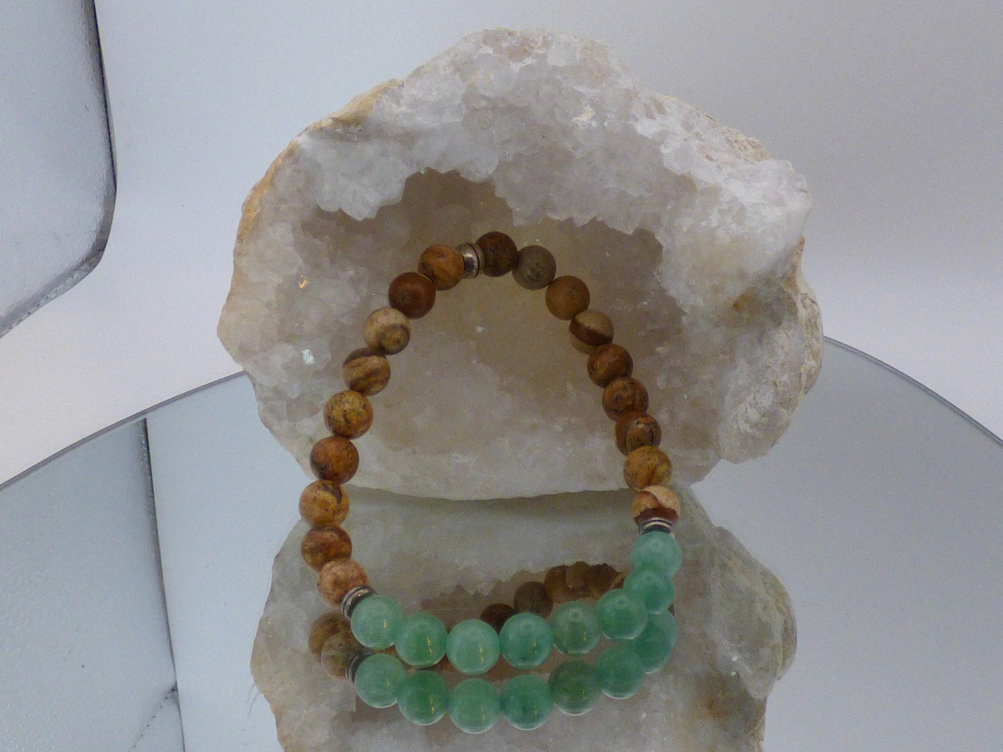 Bracelet en Jaspe paysage et aventurine