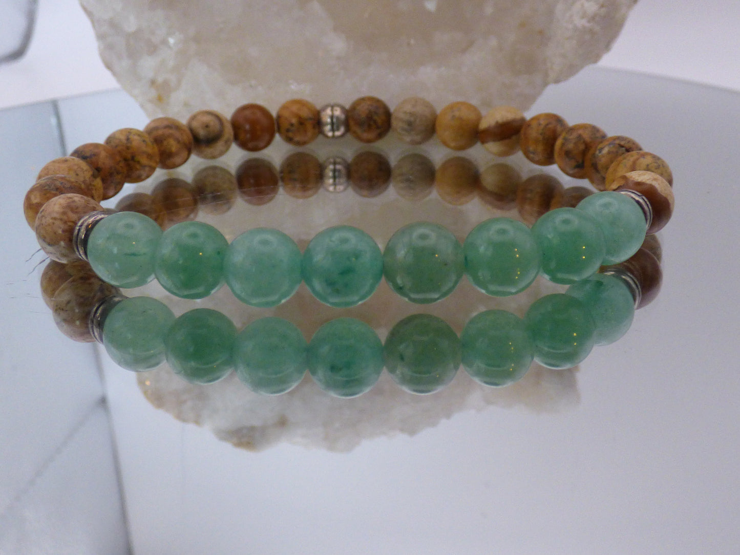 Bracelet en Jaspe paysage et aventurine