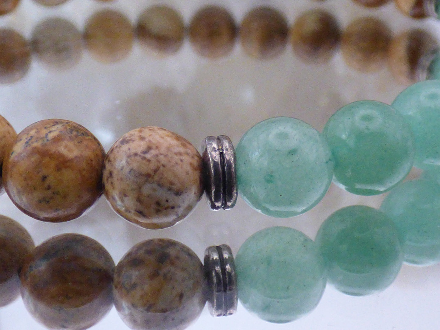 Bracelet en Jaspe paysage et aventurine