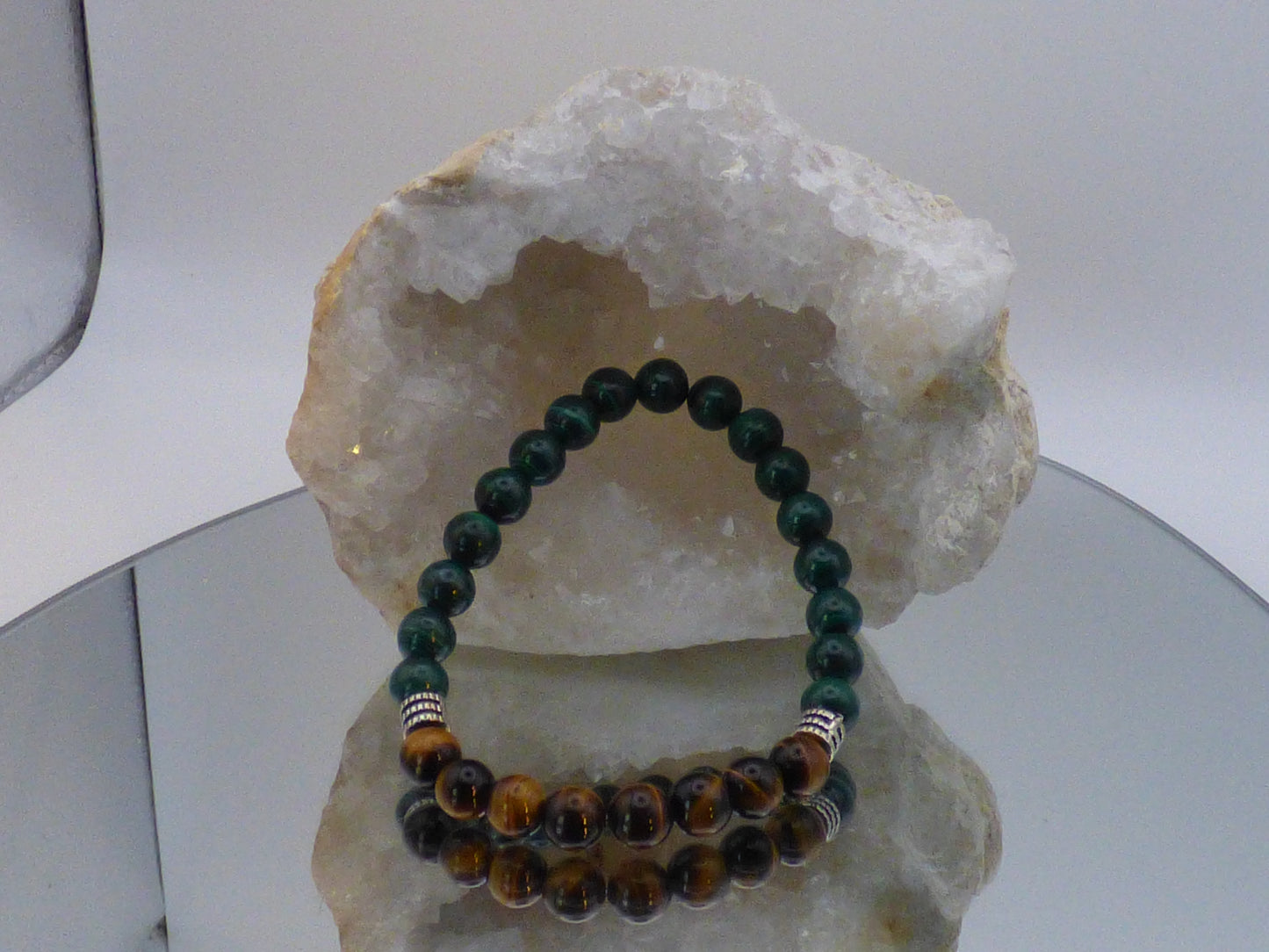 Bracelet en Malachite et œil du tigre
