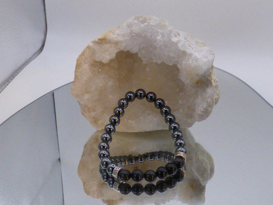 Bracelet homme en hématite et œil du faucon