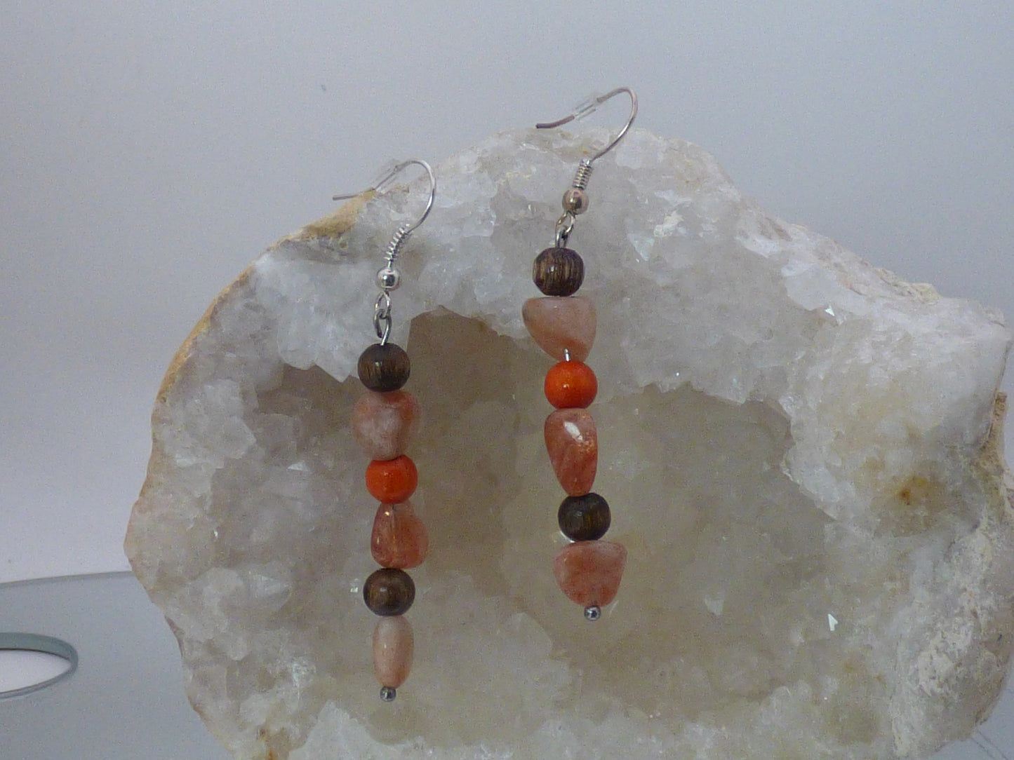 Parure bracelet et boucles d'oreilles pierre du soleil