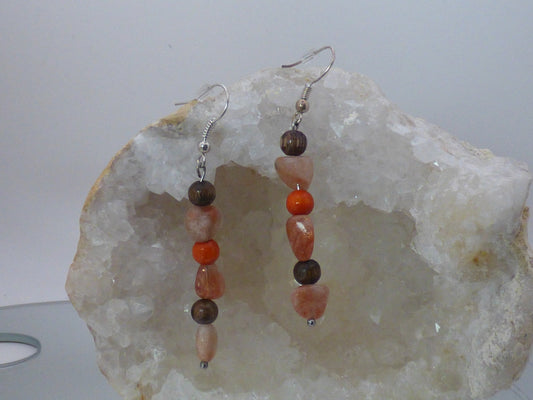 Parure bracelet et boucles d'oreilles pierre du soleil