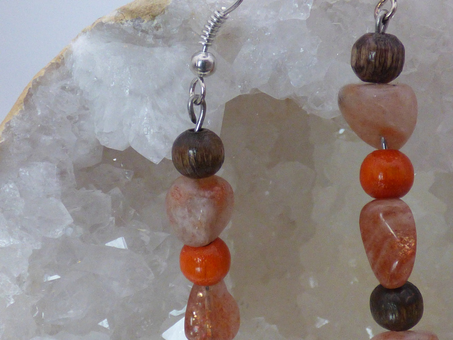Parure bracelet et boucles d'oreilles pierre du soleil