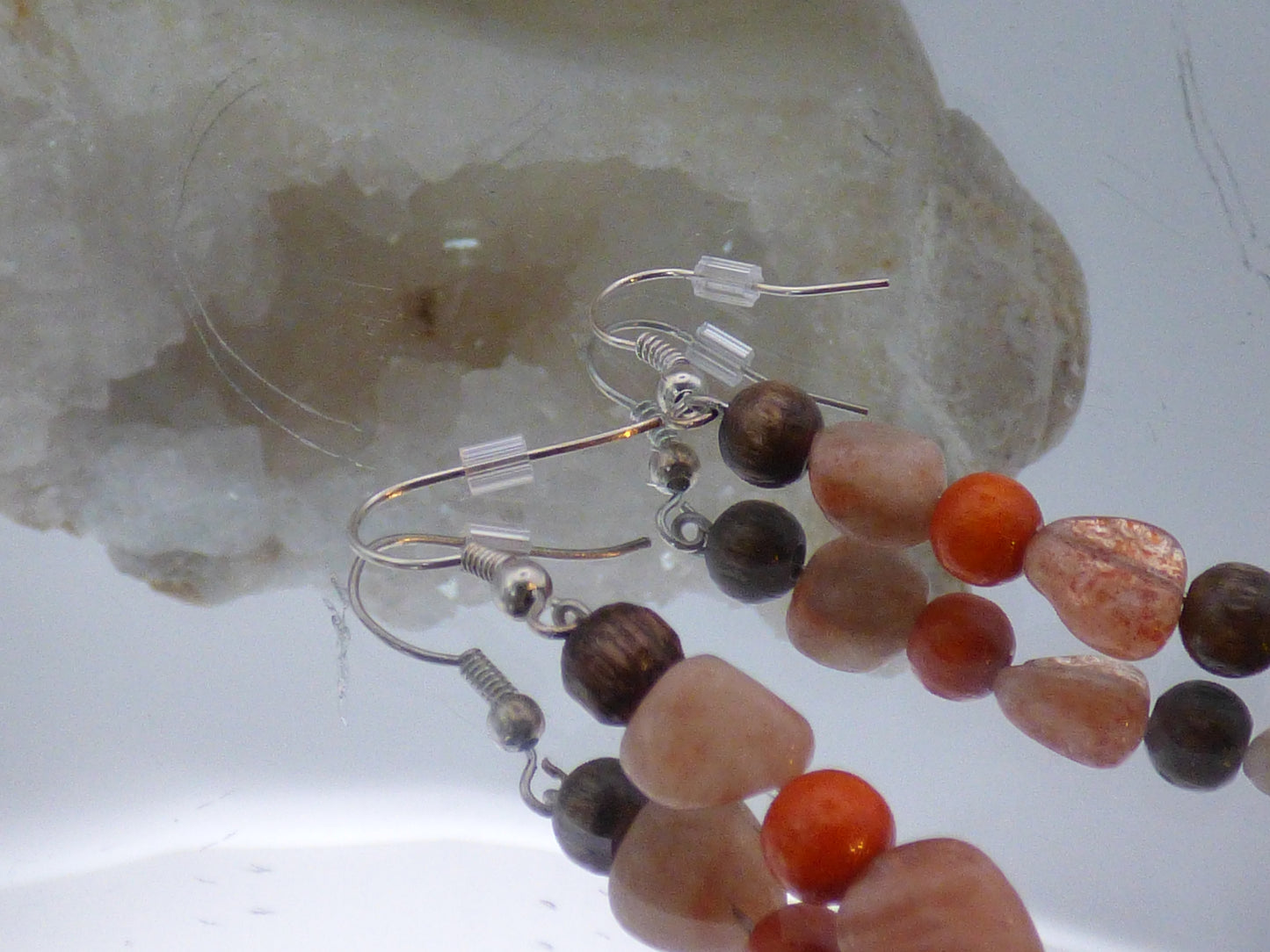Parure bracelet et boucles d'oreilles pierre du soleil