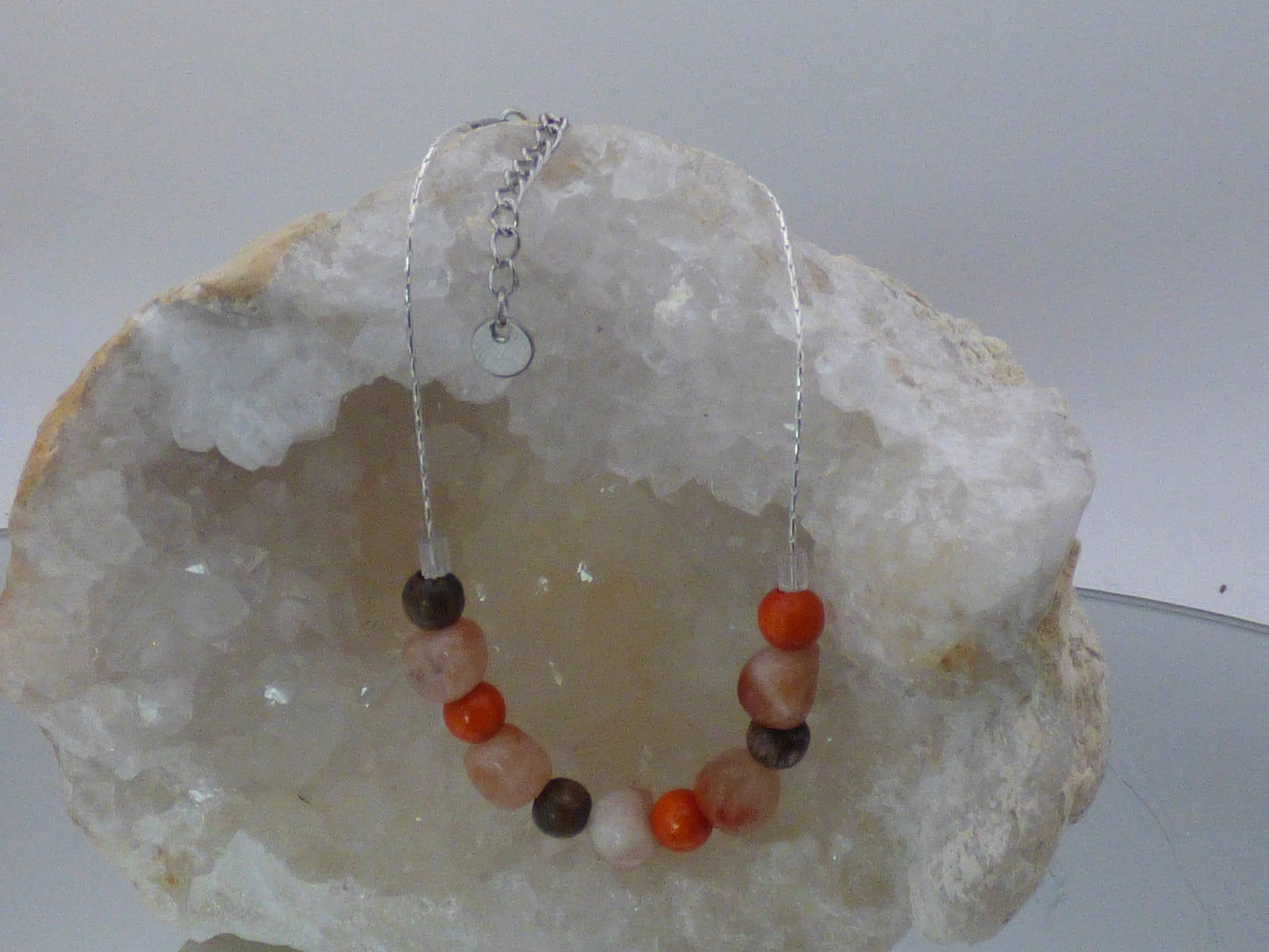 Parure bracelet et boucles d'oreilles pierre du soleil