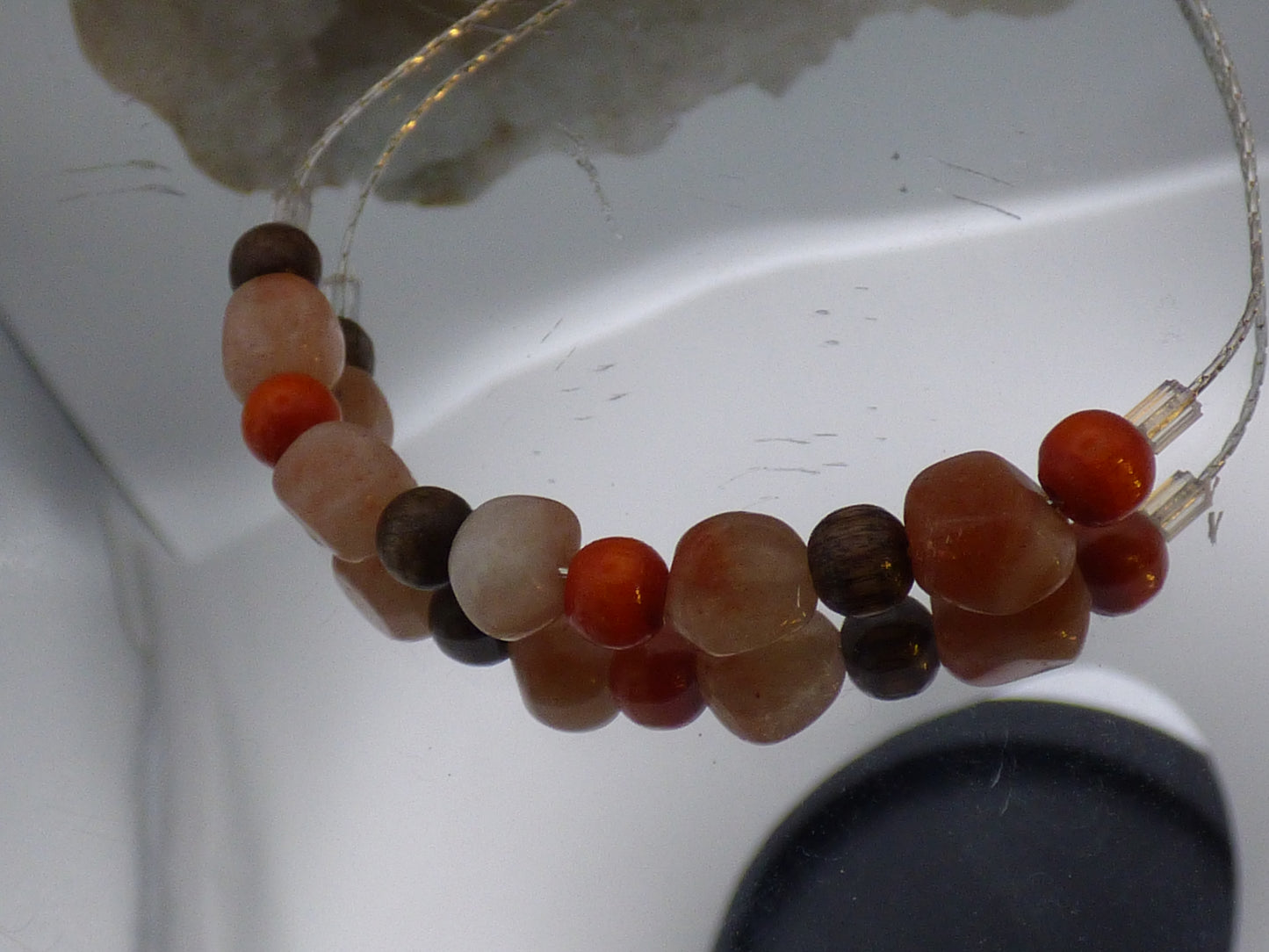 Parure bracelet et boucles d'oreilles pierre du soleil