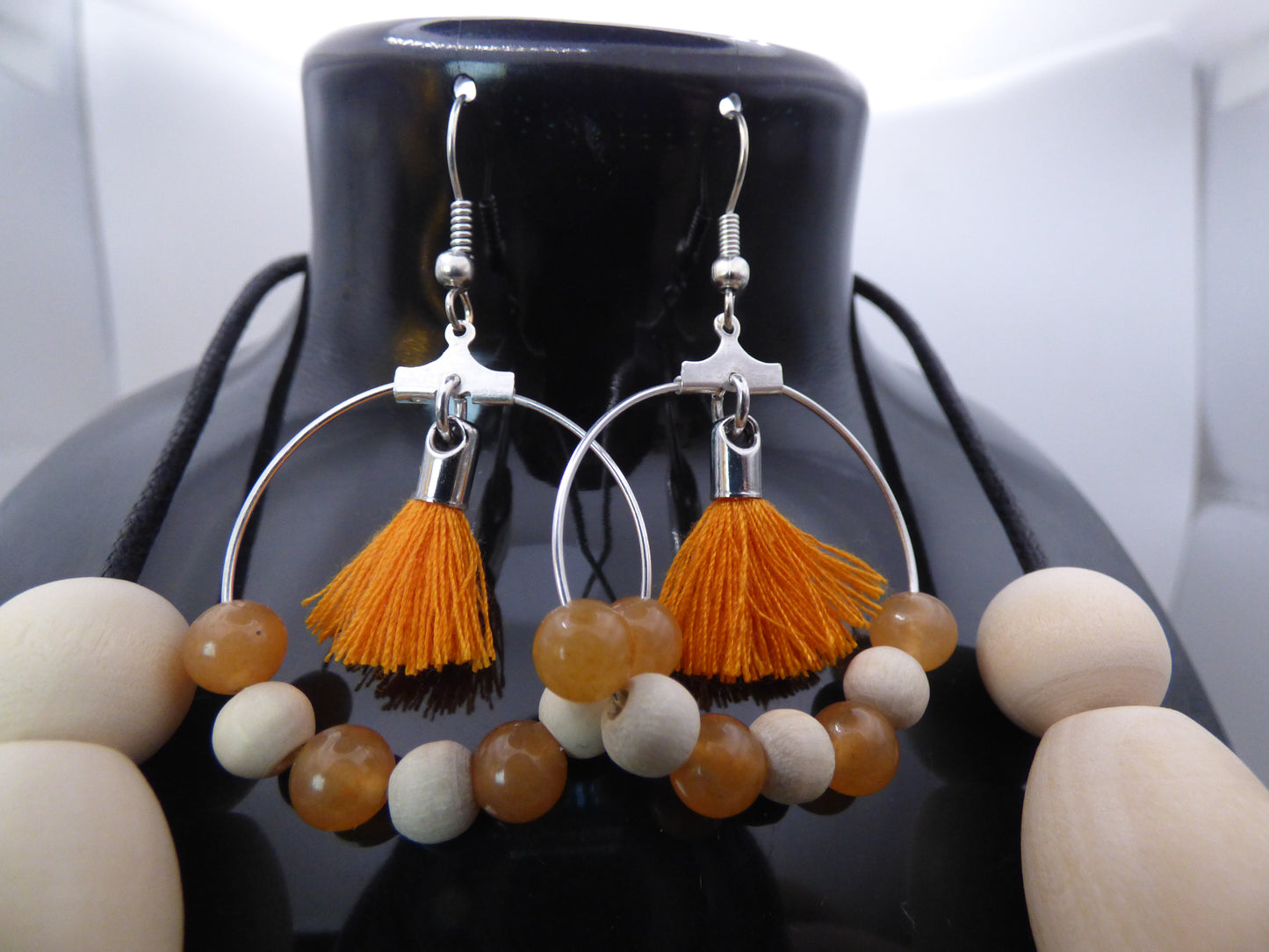 Parure en aventurine et bois